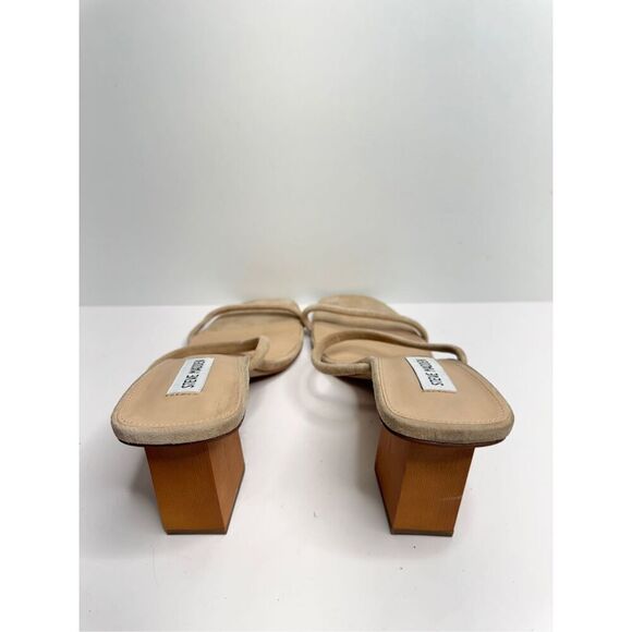 Steve Madden Sandals Womens Size 13 Tan Leather Double Strap Open Toe Heels - Picture 7 of 9